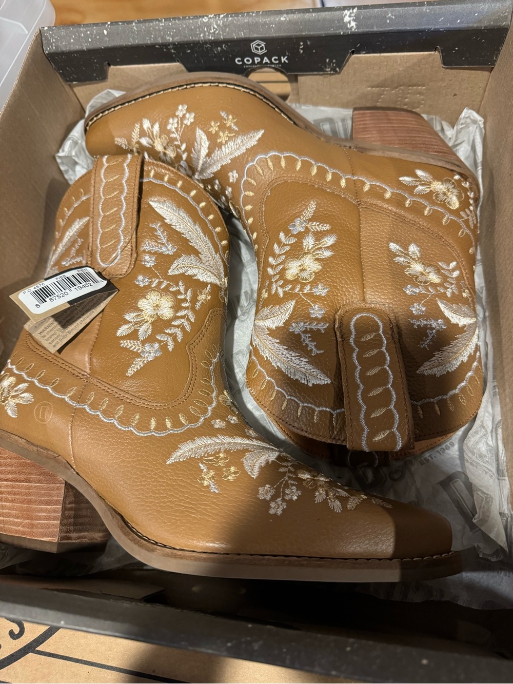 Dingo Tan Western Embroidered Ankle Booties